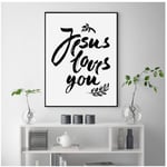 chthsx Jesus Loves You Inspirational Quote Print Christian Wall Art Picture Canvas Painting Living Room Home Decor Housewarming Gift-30x42cm No Frame