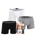 Hugo Boss Mens 3 Pack Boxer Shorts in Grey Cotton - Size Small