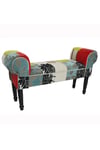 Plush Patchwork - Shabby Chic Chaise Pouffe Stool  Wood Legs - Blue  Green  Red