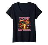 Womens Keep Going Keep Growing Motivational Cute Snail Wildflower V-Neck T-Shirt