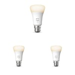 Philips Hue White Single Smart Bulb LED [B22 Bayonet Cap] - 1100 Lumens (75W Equivalent). Works with Alexa, Google Assistant and Apple Homekit (Pack of 3)