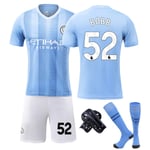 Manchester City Hemmafotbollströja Barn & Vuxen 23-24 Jersey Nummer 52 Oscar Bobb Add Socks and Pad #L