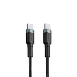 Busy USB-C till USB-C Laddkabel Nylonflätad Svart 60W 1m