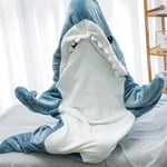 Haj-filt-huvtröja Onesie för Vuxna och Barn, Mysig Flanell Hajdräkt Hajsovsäck L (Passar för 143cm-153cm)