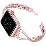 OneCut Replacement X-Style Strap for New Apple Watch Series 7 / SE / 6/5 / 4/3 / 2, Stainless Steel Band Wristband Accessories Compatible with Apple Watch Strap (44mm / 42mm, Rose Gold)