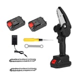 ONEVER Electric Tree Chainsaws, Small Portable Chainsaw, Rechargeable Chainsaw, Mini Battery Chainsaw, Garden Pruning, 2 Batteries + 2 Saw Chains + Installation Tool