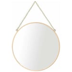 Beijiyi - Miroir Suspendu, 30 x 30 cm Miroir de Maquillage Rond pour Salle de Bain, Cadre en Laiton avec chaîne Suspendue [Taille Moyenne]
