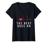Womens The Beat Goes On Open Heart Surgery V-Neck T-Shirt