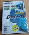 Sony DVD+R x 5 DVD in Packaging 4.7GB 120 mins Sealed