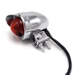 1 Pack Motorcykel Bullet Bakljus med Licensskylt Röd Stopp Bakljus Vattentät Metall Plast Retro Bakljus Silver