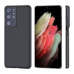 Sisyphy Super Slim Case for Samsung Galaxy S21 Ultra 6.8", Real Aramid Fiber Protective Cover Skin, Soft Touch Sturdy Durable Carbon Case, Snap-on Back Cover Wireless Charging Friendly