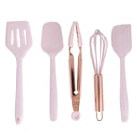 5pcs Silicone Kitchenware Mini Baking Spatula Whisk with Rose Gold Handle Silicone Children's Baking Tool