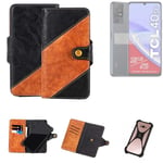 Sleeve for TCL 40 SE Wallet Case Cover Bumper black Brown 
