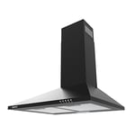 CIARRA CAB6201A Cooker Hood Black Chimney Range Hood 600mm Recirculating Duct Kitchen Ventilation Extractor Fan