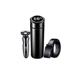 Smart Stainless Steel Vacuum Flask for Men and Women Water Cup + Electric Shaver + Belt Gift Box Set Birthday Holiday Gift Suit Black