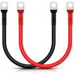 Ccykxa - 2 Pièces 30cm Câble de Batterie 16mm², Rouge et Noir Câbles d'Onduleur de Batterie 5AWG avec Cosses à Anneau Fil de Cuivre pour Motos,
