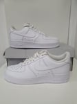 Nike Air Force 1 Trainers Men's UK Size 8 Shoes Triple White Leather Sneakers