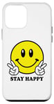Coque pour iPhone 12 mini Jaune Happy Face Citation Positive Cool Peace Hand Smile Face