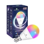 ENSHINE E14 Smart Bulb, LED Colour Changing and Switchable White WiFi Light Bulbs G45, Compatible with Alexa and Google Home, 5W(40W), 470 Lumens, No Hub Required (Packof 1)