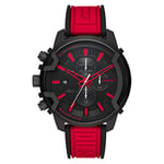 Diesel Watch for Men Griffed, Chronograph Movement, 48 mm Black Stainless Steel Case with a Silicone Strap, DZ4530