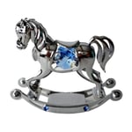 Crystocraft Baby Boy Blue Rocking Horse Crystal Ornament With Swarovski Elements Gift Boxed Blue Crystals Silver Chrome Plated Child Christening Perfect Keepsake Collectors Gift Figurine