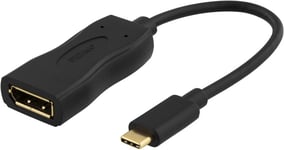 DELTACO sovitin USB 3.1 - DisplayPort, USB Type C  - DP naaras, musta