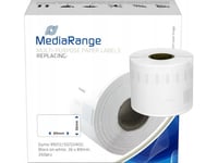Mediarange - Papper - Permanent Häftning - Svart På Vitt - 36 X 89 Mm 260 Etikett (Er) (1 Rulle/Rullar X 260) Etiketter (Alternativ För: Dymo 99012, Dymo S0722400) - För Dymo Labelwriter