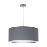 Pendant Light Colour Satin Nickel Steel Shade Grey Fabric Bulb E27 1x60W