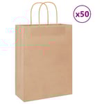 Papperspåsar 50 st med handtag brun 26x12x35 cm