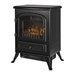 Russell Hobbs RHEFSTV1002B 1.85KW Freestanding Black Electric Stove Fire Heater with 2 Heat Settings, Adjustable Thermostat, 30m2 Room Size, 2 Year Guarantee