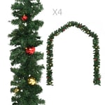 vidaXL Julgirlanger 4 st med julkulor grön 270 cm PVC 284309