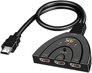 MONDODIGITALE-Switch Hdmi 4K@30Hz, 3 Entrées 1 Sortie Multiprise Commutateur Hdmi Switch Uhd/3D/1080P@60Hz Splitter Adaptateur Hdmi Ultra Performant Supporte Xbox/Ps3/Ps4/Roku/Fire Tv/Blue-Ray/Dvd Player