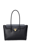 Lauren Ralph Lauren Pebbled Leather Large Tanner Satchel Svart