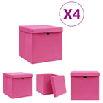 The Living Store Förvaringslådor med lock 4 st 28x28x28 cm rosa -  Förvaringslådor