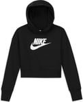 Nike G NSW Club FT Crop Hoodie HBR Sweatshirt Girls, Black/White, S
