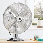12" Metal Desk Fan 3 Speed Cool Home Office Oscillating Standing Pedestal Fan