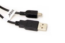 vhbw Câble mini USB - transfert données/charge, compatible avec Canon Powershot E1, G3, G4, G5, G6, G7, G7x, G9, G10, G11, G12, S30, S40, S45, S50