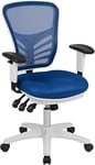 Flash Furniture Nicholas Fauteuil de Bureau Ergonomique pivotant Multifonction avec accoudoirs réglables et Cadre Blanc