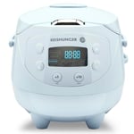 REISHUNGER Mini cuiseur à riz et vapeur japonais bleu clair avec fonction maintien au chaud et bol en céramique, cuillère et verre doseur inclus - 0.6 l pour 1-3 personnes