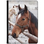 Azzumo Elegant Brown Horse Portrait Faux Leather Case Cover/Folio for the Apple iPad 10.2 (2020) 8th Generation