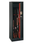 THIRARD Armoire à 10 Fusils Monteria Noire à Fixer - Porte, Structure Acier 3 et 2 MM Ép - Fermeture 4 Pênes, Code Électronique 8 Chiffres, Ratelier, Tapis de Base, Coffret Munition
