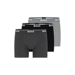 BOSS Men's 3-Pack Stretch Cotton Regular Fit Boxer Briefs, Gray/Charcoal/Black, XXL (Pack of 2)