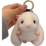 Söt plyschkanin nyckelring för kvinnor, kawaii gosedjur nyckelring, fluffig vit kanin estetisk nyckelring, bilnyckelkedja tillbehör grejer