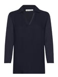 Tom Tailor T-Shirt Fabric Mix W Collar Marinblå
