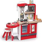 Smoby Tefal Evolutive Kitchen Gourmet Pretend Play Toy Kitchen, with Lights and Sounds, Including Bubble Function Hob and Beeping Microwave, Includes Stool and 43 Kitchen Utensil and Food Accessories