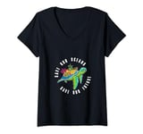 Womens Save The Ocean Earth Day Nature Lover Turtle Men Women Kids V-Neck T-Shirt
