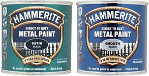 Hammerite 5084904 Metal Paint: Satin Black 250ml & Direct to Rust Metal Paint -
