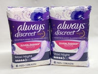 Always Discreet Maxi Night Incontinence Panty Liners, 2 X 6 Pads