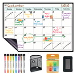 LUCYCAZ Magnetic Family Planner Calendar for Fridge, A3 Monthly Whiteboard Planner, Shopping List and Menu Board for Kitchen, 43x30cm