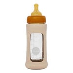 Hevea Glass Tåteflaske Wide Neck med Sleeve 250 ml, Sand - 1 stk.